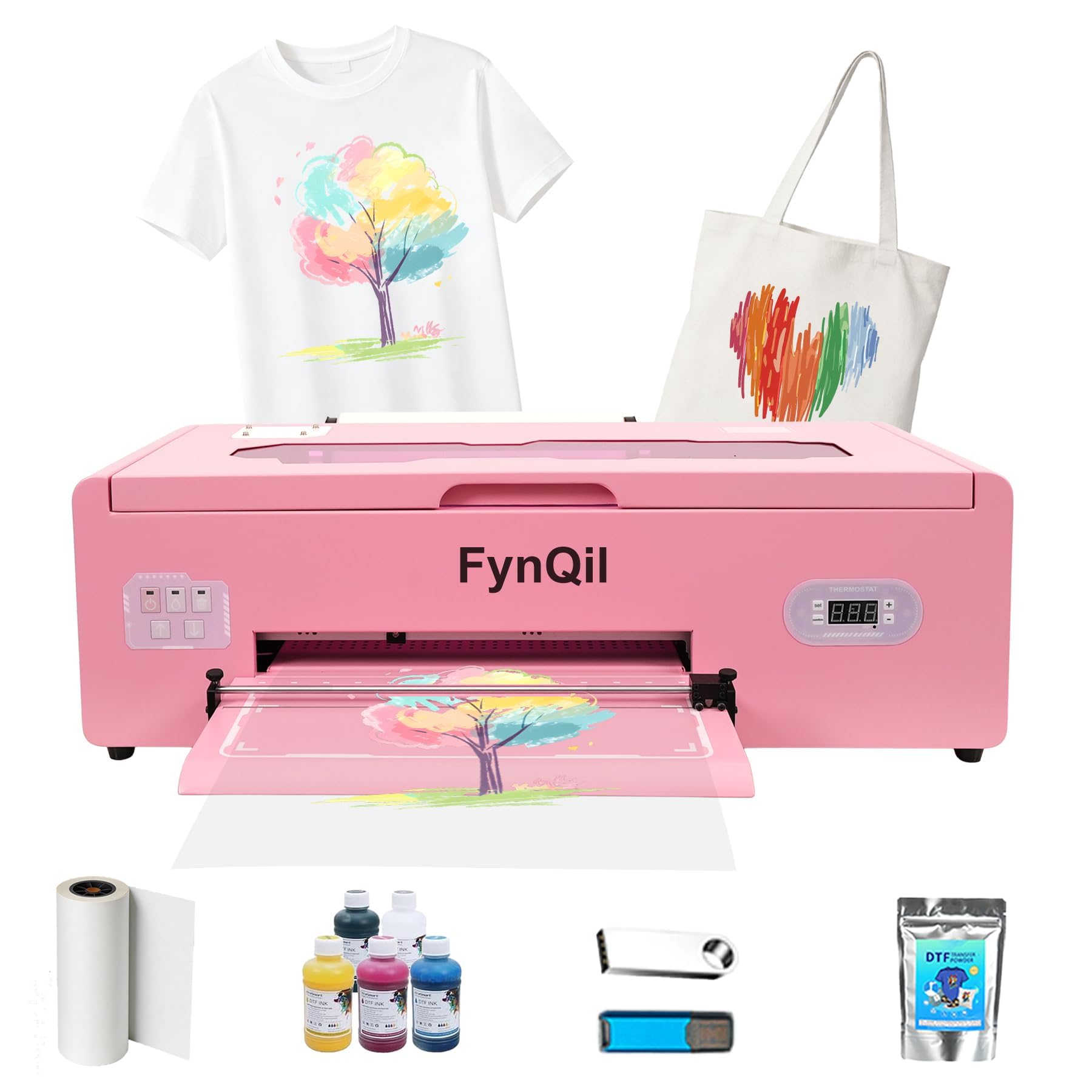 A3 R1390 G13 DTF Printer, A3 Transfer Printing Machine for DIY Print T-Shirts Apparel with White Ink Systems &amp; Auto Cleaning,Consumable Software (Fastest-Delivery)