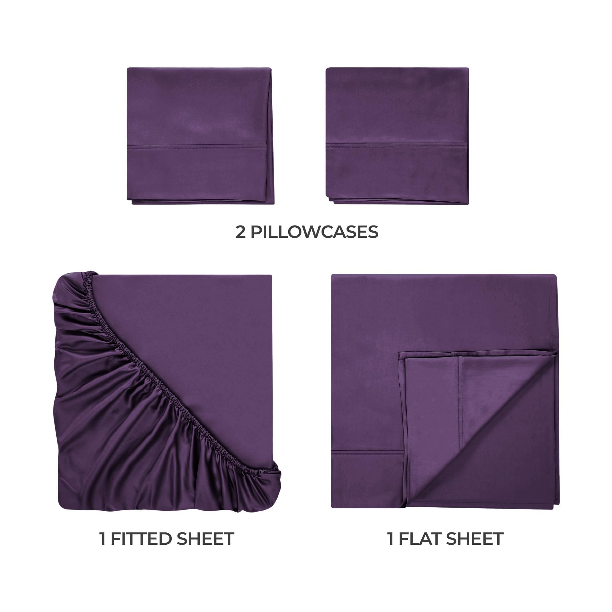 Superior Rayon aus Bambus, Fadenzahl 300, solides tiefes Bettlaken-Set,  Queensize, Violett, 4-teiliges Set : Amazon.de: Kche, Haushalt & Wohnen