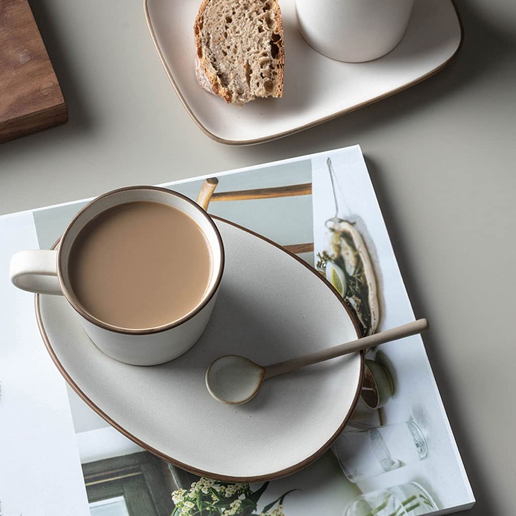 Keramik Kaffeebecher Kaffeebecher Porzellan mit Henkel Set aus mikrowellen- und spülmaschinenfestem breitem Becher für Latte Kaffee Tee Müsli