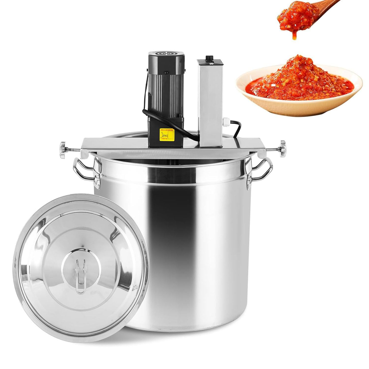 Automatic Pot Stirrer for Cooking,Electric Portable Mortar Mixer,Commercial Heating Mixer,Stirring Speed Adjustable,For Soup Chili Sauce Beverage Jam Porridge,50L