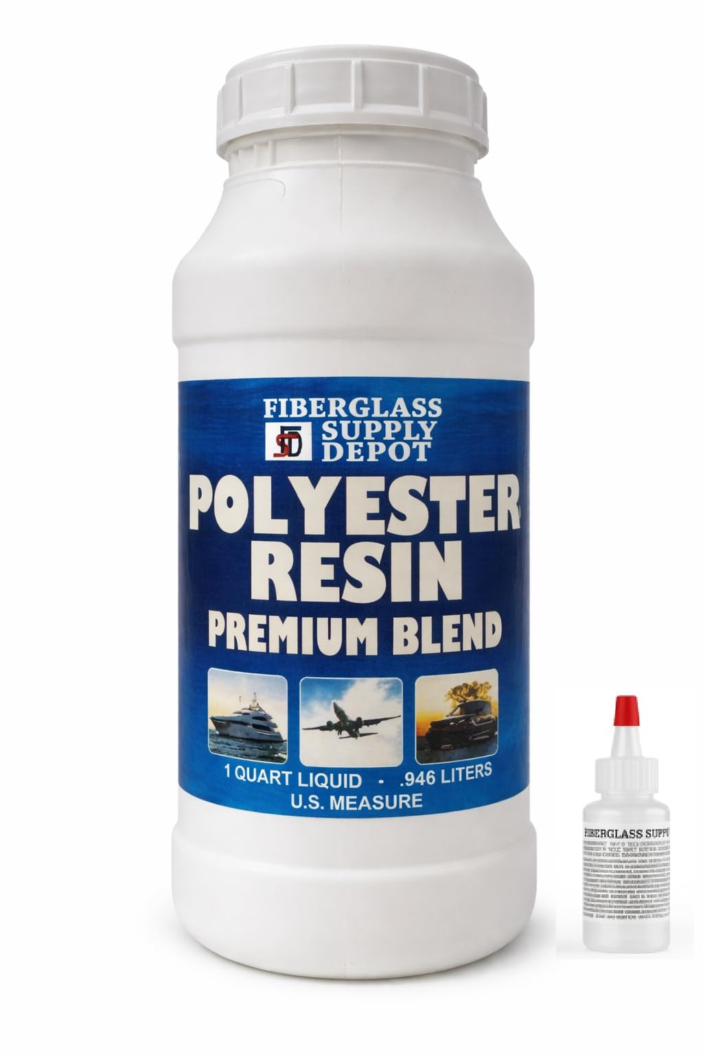 Premium DCPD ISO Blend Polyester Resin with MEKP Hardener – Marine & Automotive Laminating Resin for Fiberglass Mat, Biaxial & Cloth (1 Quart)