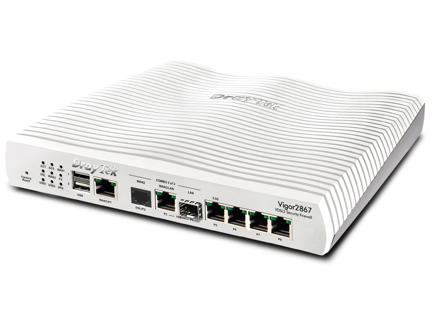Draytek Vigor 2867 Router Cablato 10 Gigabit Ethernet, Gigabit Ethernet, 2.5 Gigabit Ethernet Bianco (draytek V2867-K MultI-Gig Vdsl Fttp Rout) | Filaire, pare-feu, VPN