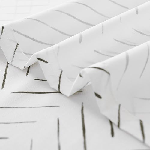 Miniatura 9 de jinchan Cortina de ducha extra larga sin gancho, cortina de ducha de tela de espiga en blanco y negro, cortina de ducha con cheurón en zigzag,