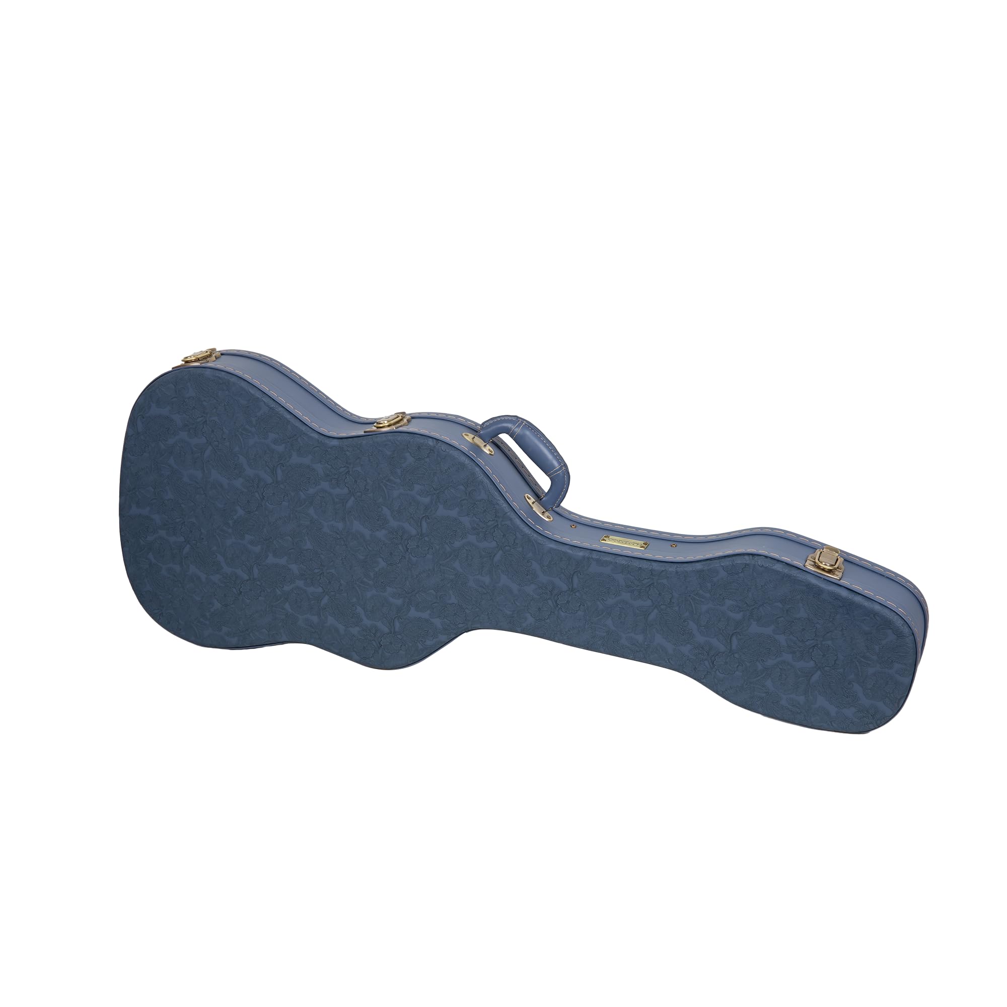 Crossrock Relief Series-Holzkoffer für Telecaster- und Stratocaster-Modelle, mit stark strukturierter Oberfläche, Kunstfell in Nerzoptik, Edelstahlverschlüssen – Rauchblau (CRW630STSB)