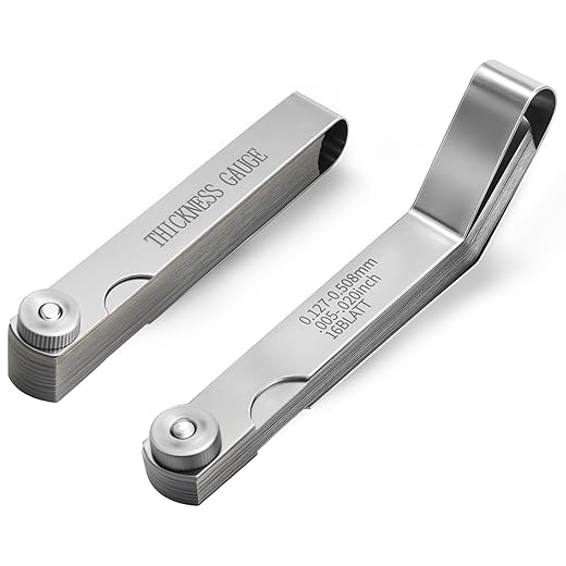 2PCS Feeler Gauges Set - Stainless Steel Feeler Gauges for Valves, Standard SAE/Metric Spark Plug Gap Tool, Straight & Angled Thickness Measuring Tool for Valves, Spark Plug, Guitar, Piston