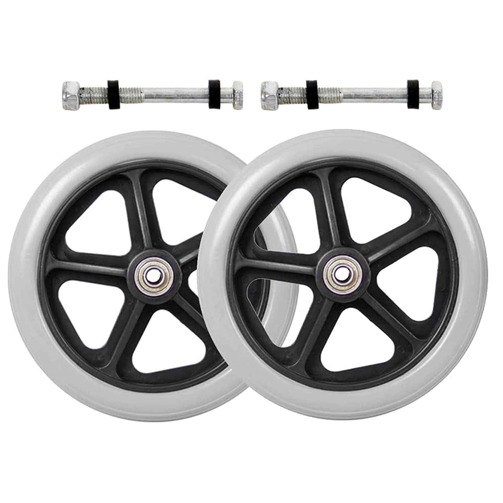 2 Piezas Ruedas Delanteras para Sillas de Ruedas, 6 Pulgadas / 7 Pulgadas / 8 Pulgadas Antideslizante Neumático Sólido, Rueda de Repuesto para Ayudas para Caminar