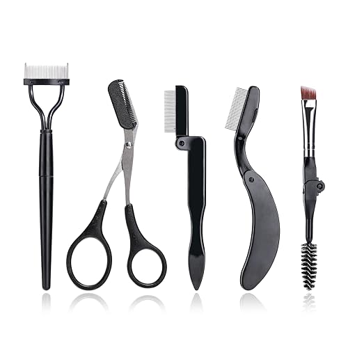 BS-MALL Cepillo de aseo de pestañas, plegable, separador de pestañas, rímel de cejas, aplicador de tijeras de cejas, cepillo de peine para
