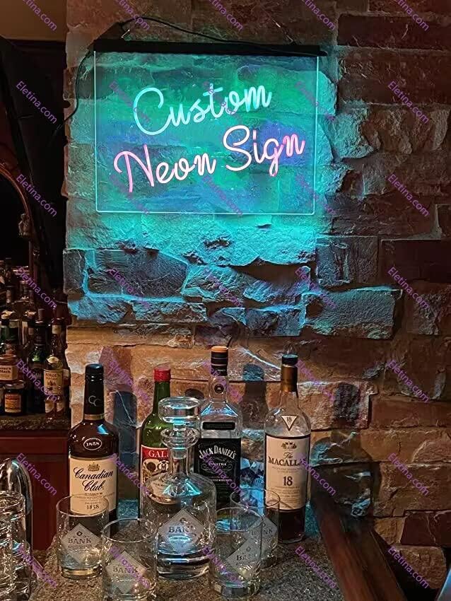 Image of Bar Neon Light Sign New York City Skyline Silhouette Dual Color Led Lamp Neon Like Signs For Wall Decor 12 * 16 in