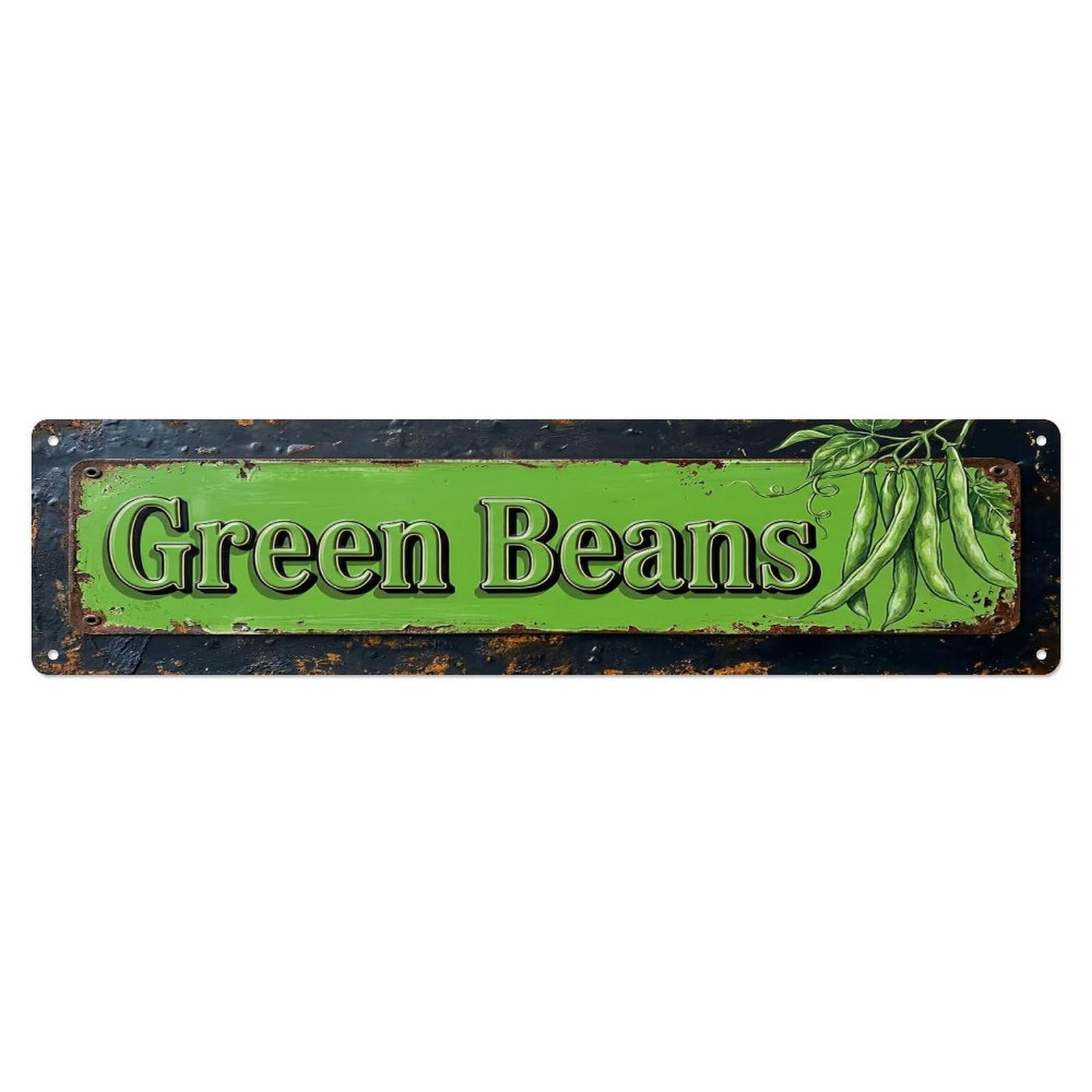 Vintage Green Beans Snap Farmhouse Metal Tin Sign