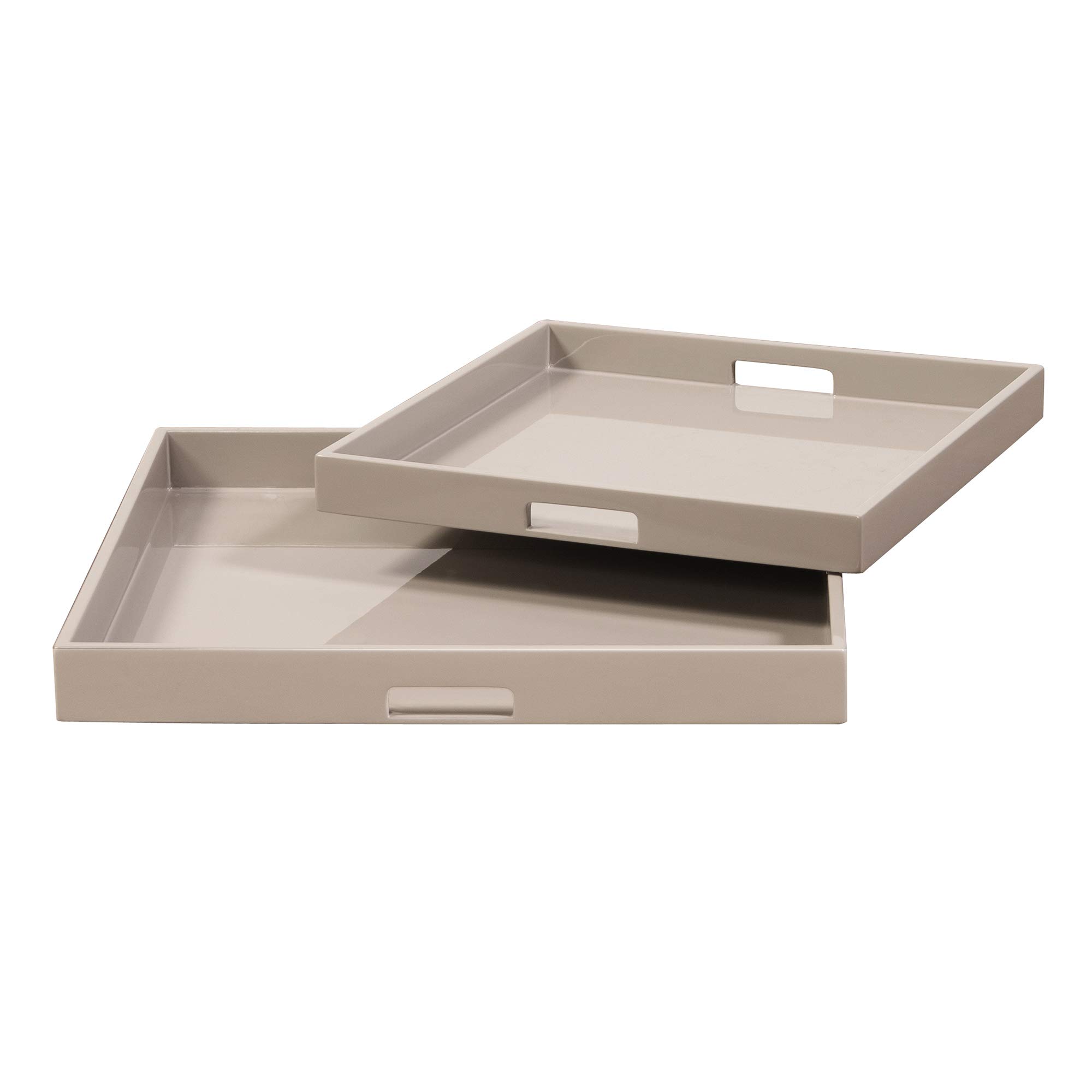 Howard Elliott Collection Taupe Howard Elliott 83025 Lacquer Square Wood Tray Set,