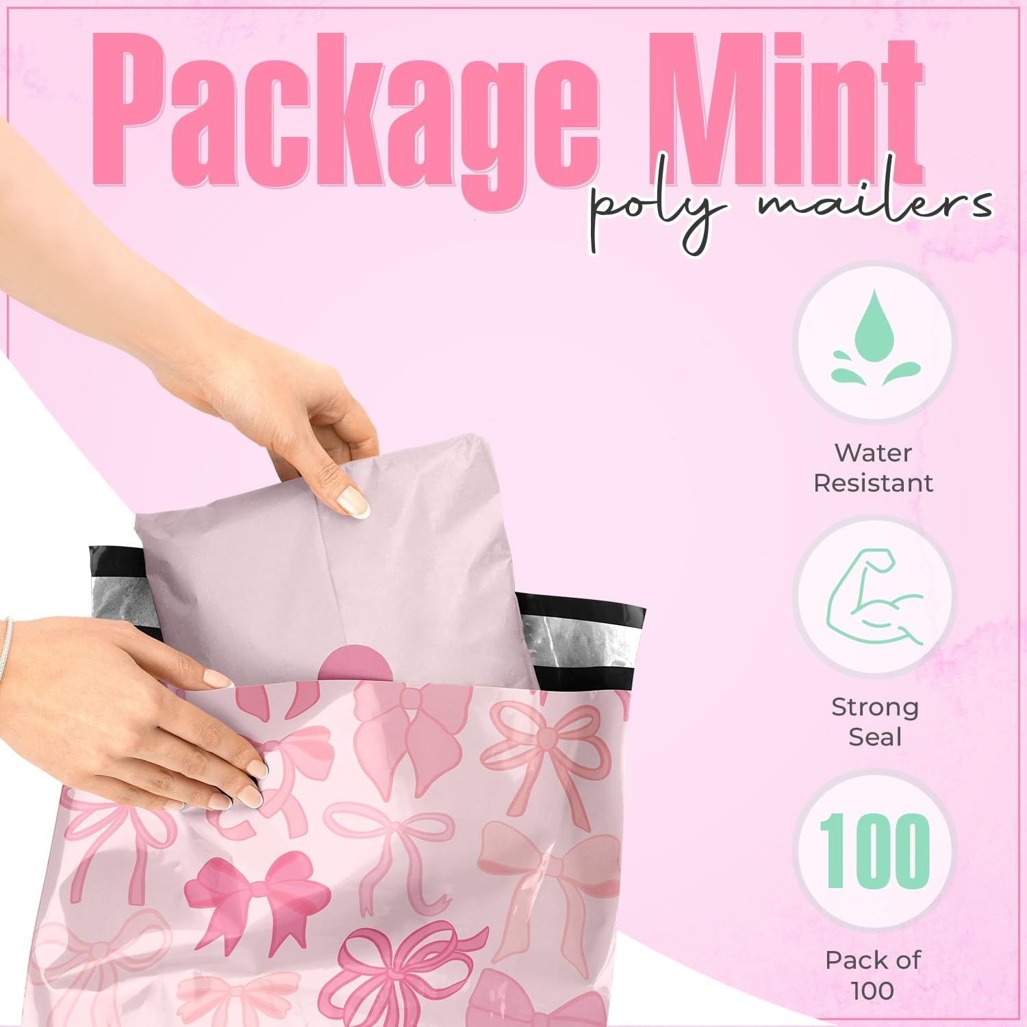 Package Mint Sobres de polietileno de 10 x 13 pulgadas, sobres de correo impermeables y resistentes a desgarros para suministros de pequeñas empresas, bolsas de envío para ropa, lazos