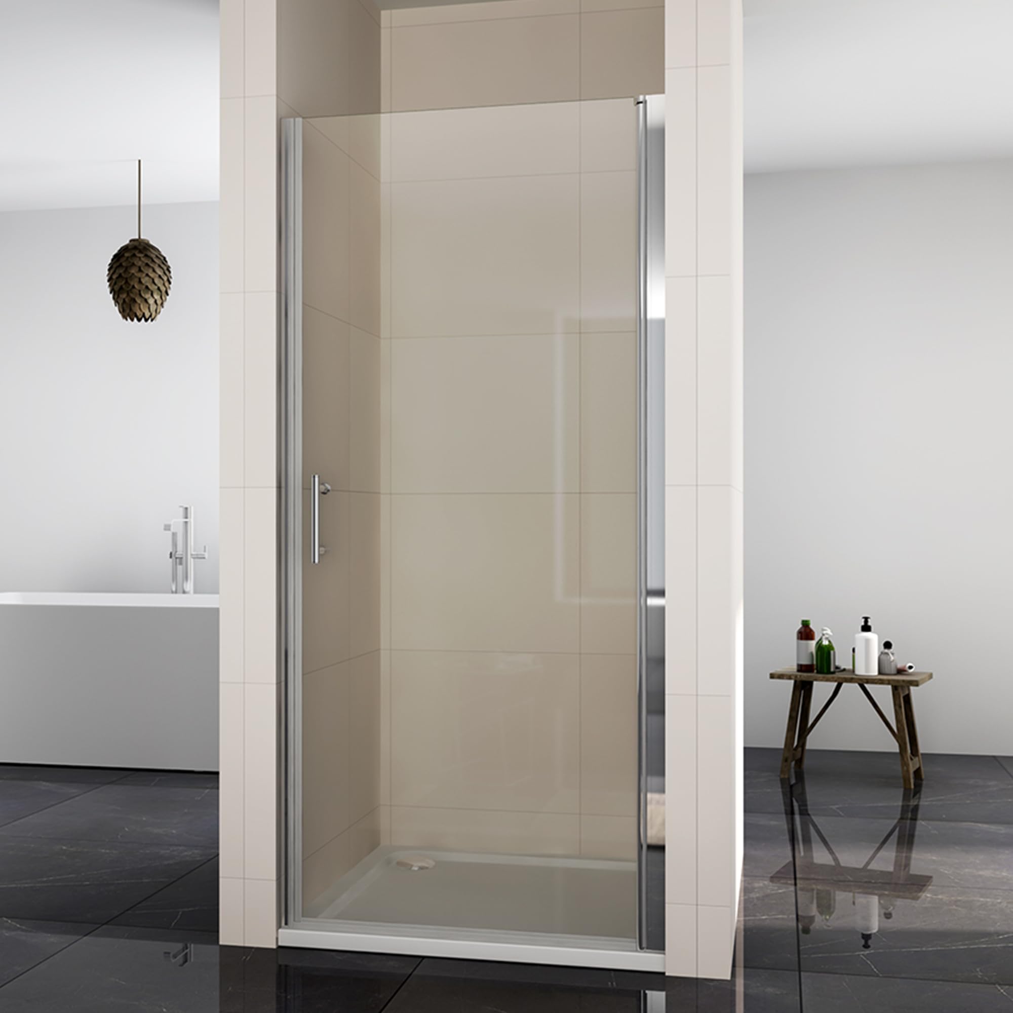 Duschtür 80x195 cm Nischentür Duschabtrennung Schwing Glastür Duschtrennwand aus Nano Sicherheitsglas Höhe 195cm