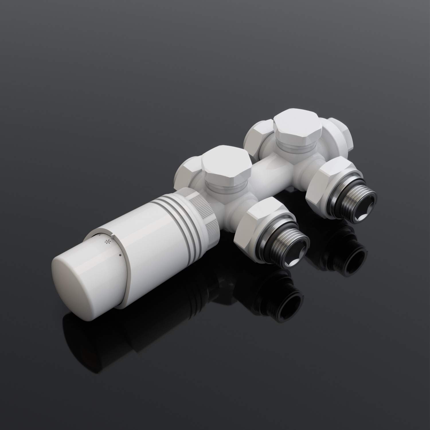 SONNI Valvola per Termosifone, Valvola di Radiatore o Riscaldamento, Termostato Bianco, per Connessioni Centrali da 50 mm, Componenti Accessori per Radiatore