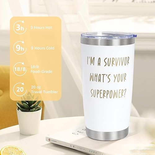 Miniatura 2 de UAREHIBY Regalos para sobrevivientes de cáncer de mama para mujer, regalos inspiradores para el cáncer de mama con vaso de vino de 20 onzas, regalos