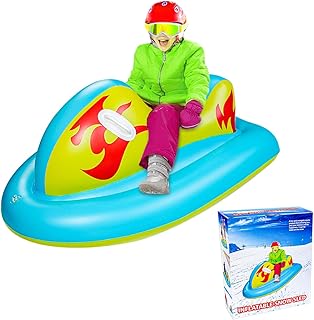 Snow sled for Kids, Kid Snow Tube,Ssleds for Snow Toys,Inflatable Snow Sled Snow Toys for Kids and Adults Heavy Duty Inflatable Snow Tube Winter Outdoor Toys for Kids and Adults (Motorboat)