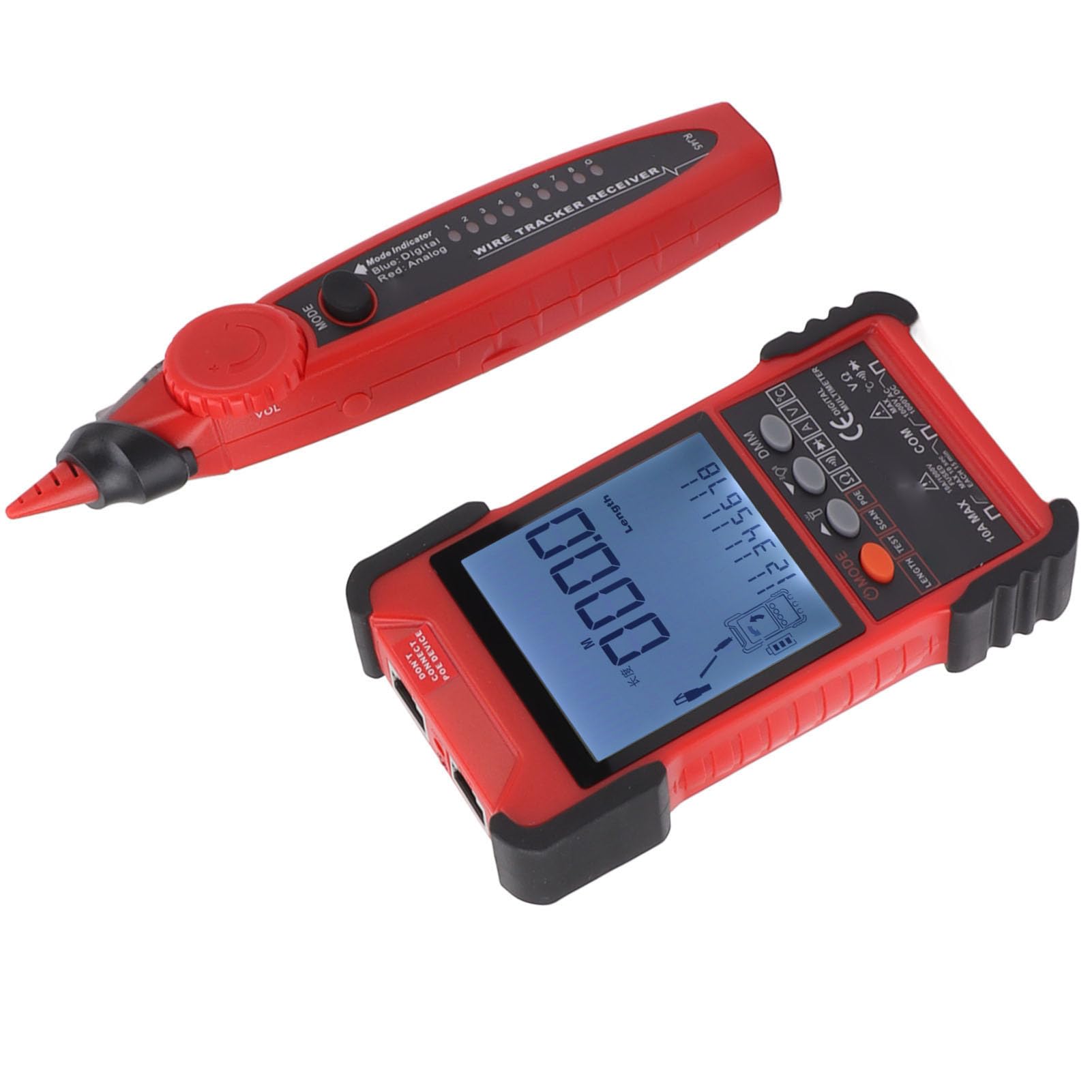 Hyuduo Tester per Cavi di Rete 2 in 1, Multimetro Digitale con Schermo LCD, Misurazione della Lunghezza del Cavo di 600 M, Mappatura e Tracciamento dei Cavi per i Tecnici della Telefonica di Rete
