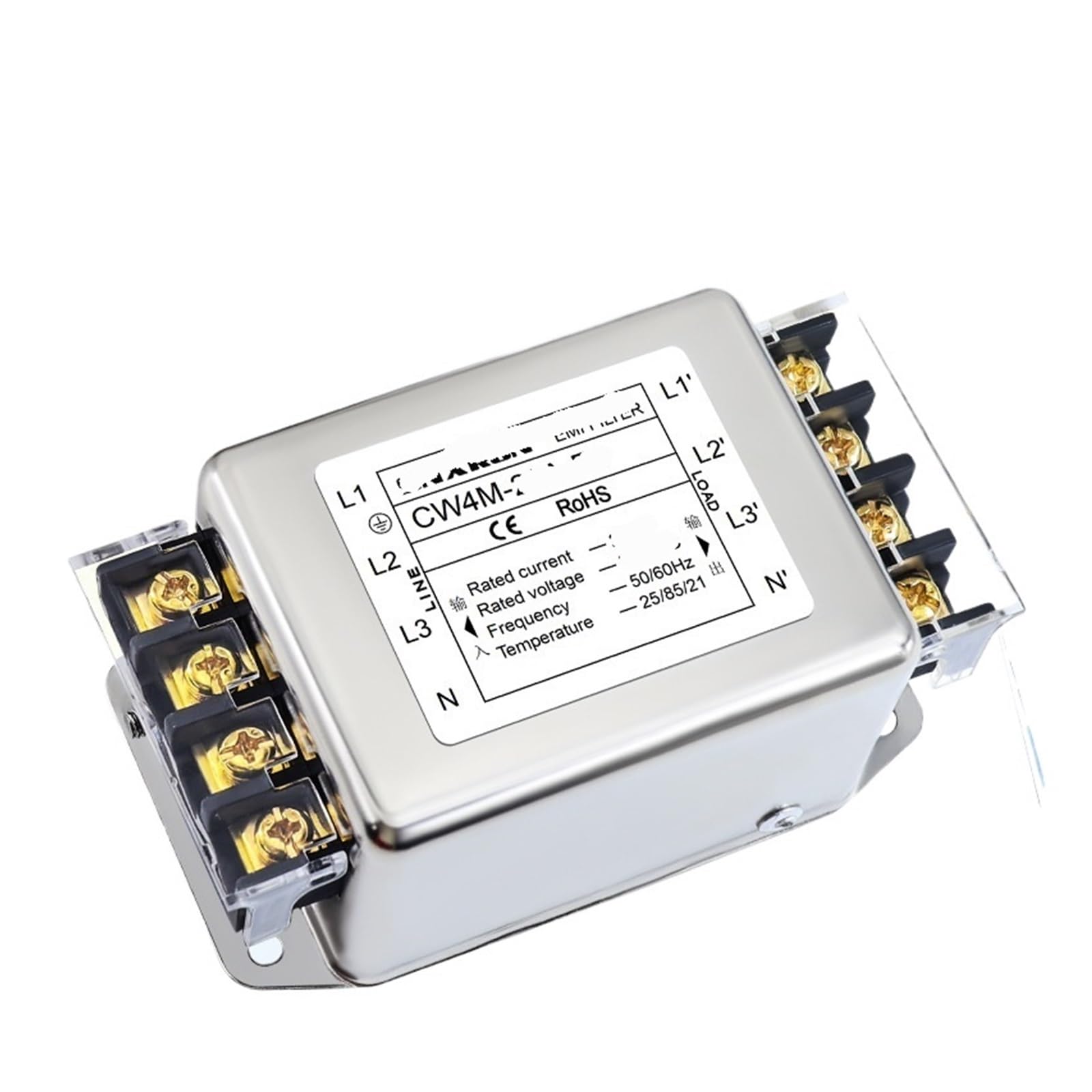 YTMJPQQJI Three-Phase Four-Wire AC Filter CW4M-10A20A30A-R Terminal Block Bottom Rail 380V servo Interference(CW4M-6A-R)