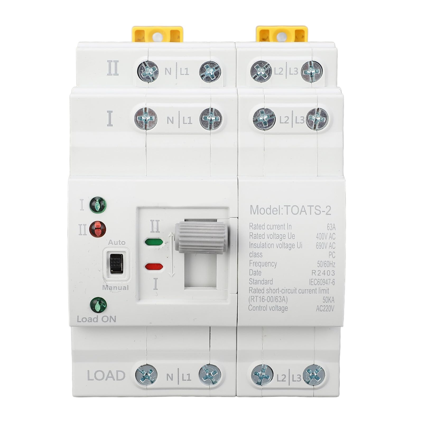 Dual Power Automatischer Transferschalter, 220V 4P 63A Notstrom Netz Umschalter Lastumschalter Kommunaler Netzumschalter Millisekunden Wandlung Notfall Notstromaggregat für Kommunaler Strom, Generator