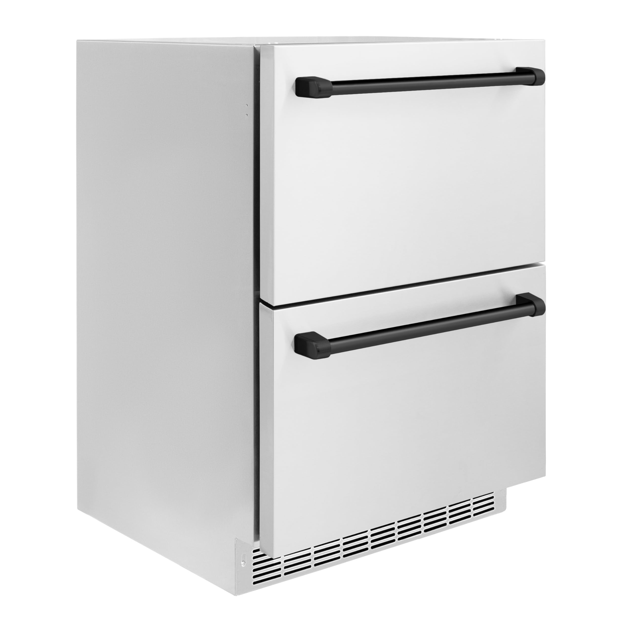 ZLINE Autograph Edition 24 in. Touchstone 168 Can Outdoor-Rated Dual Refrigerator Drawer with Stainless Steel Doors and Matte Black Handles (RDSOZ-ST-24-MB) on Fridge.com