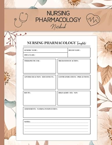 Nursing Pharmacology Notebook: Pharmacology Blank Medication Template Notebook for Nursing Students (120 pages - 8.5 x 11 in)