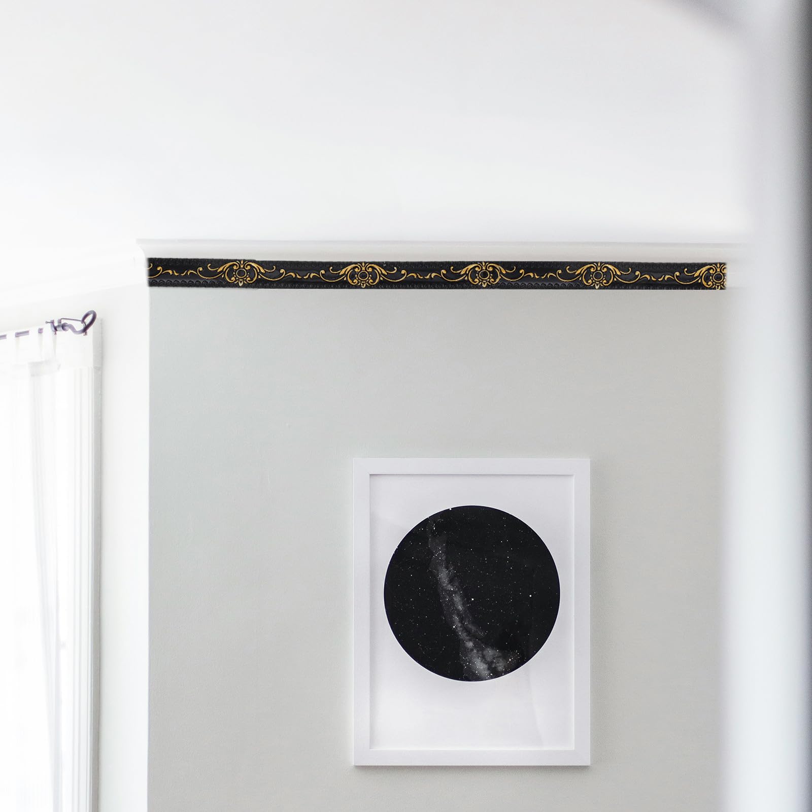 Moldura de Esquina de Pared Autoadhesiva de Pvc Negro
