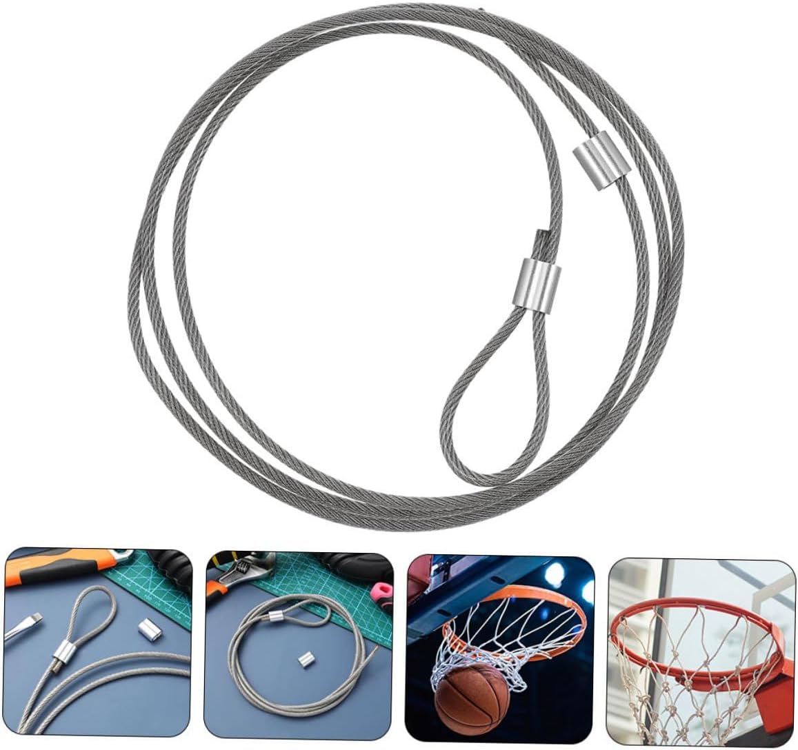 2pcs Heavy Duty Basketball Net String with Plastic Coated Steel Wire and Aluminum Buckle Basketball Rim Net Replacement for Outdoor Standard Hoops for Court Use