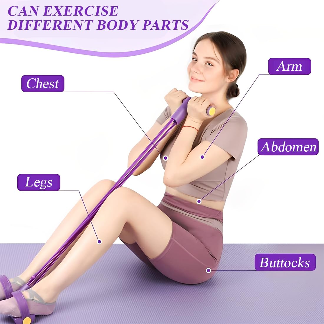 2 Pcs bauchtrainer für zuhause, Bauchtrainer für Zuhause, Fitness-Set mit Expander Fitness und Rückentrainer, Sportgeräte für Zuhause zur Stärkung von Bauch, Beinen und Rücken, TPE-Material