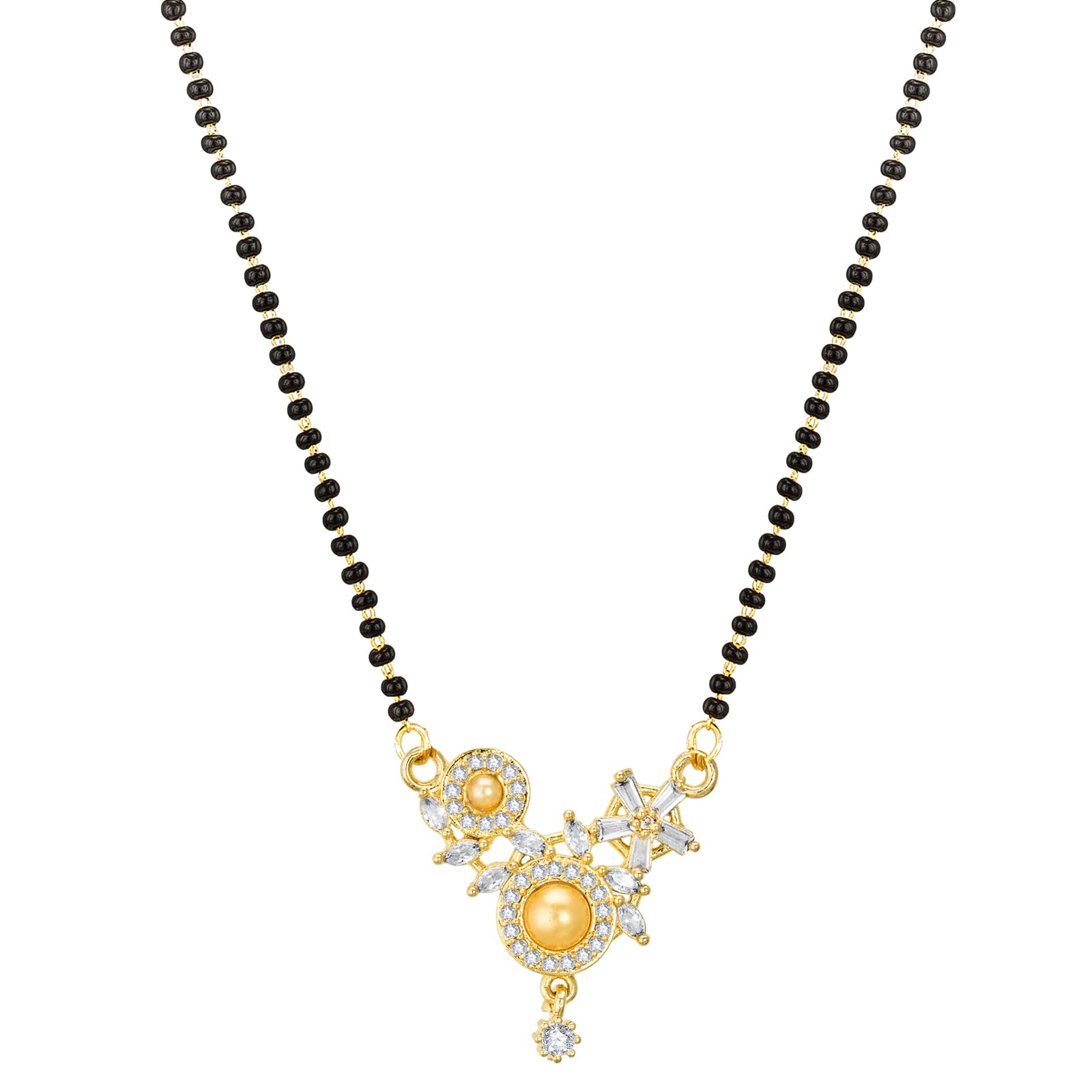 Aadita Woman Gold Plated White Stone and Black Beaded Mangalsutra For Women - MS2909-image-44