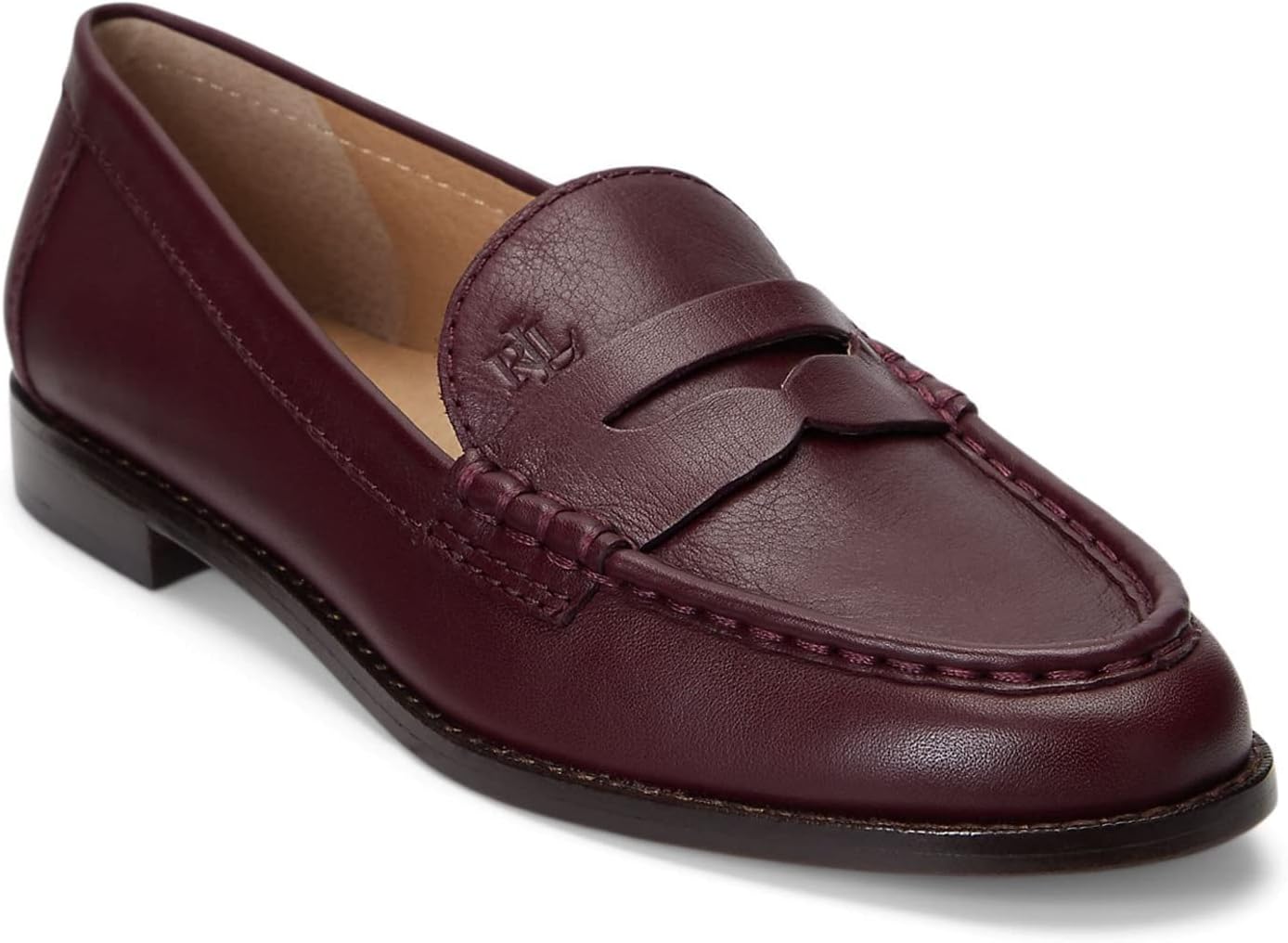 Lauren Ralph Lauren Wynnie Nappa Leather Loafer Vintage Burgundy 9 B (M)