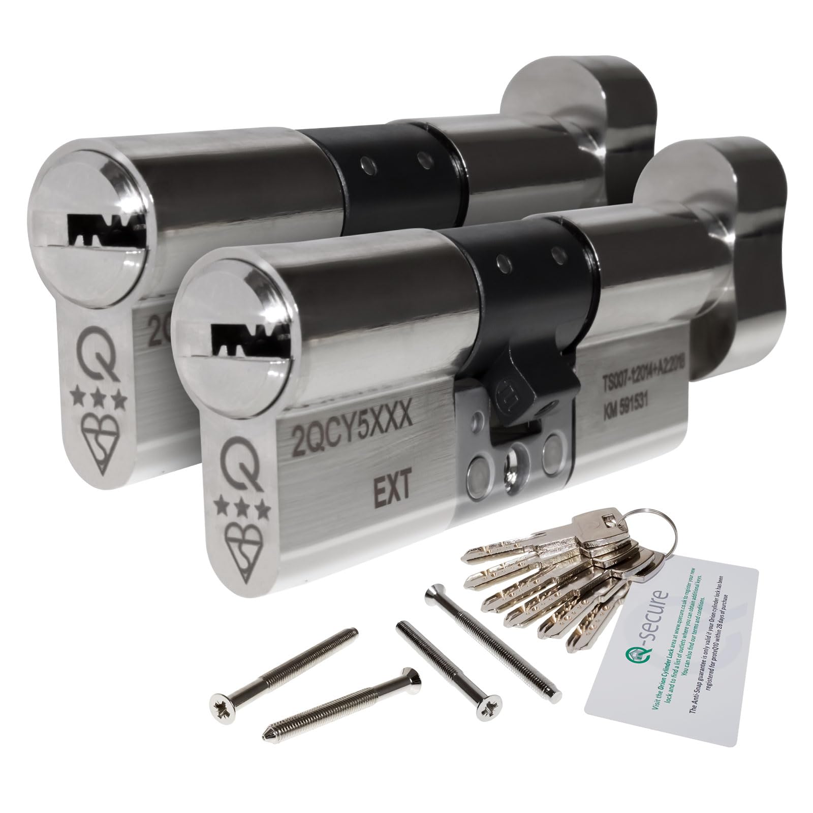greenteQ Orion TS007 3-Star Keyed-Alike Thumbturn Euro Cylinders (Nickel, 35/35 (70mm))