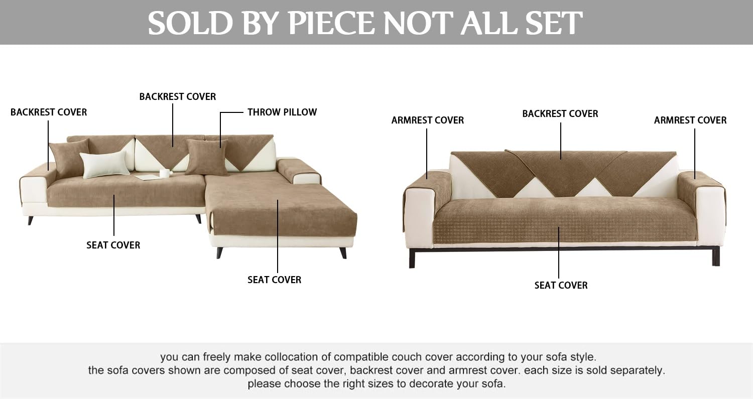 Herringbone Chenille Fabric Furniture Protector Sofa Cover 1 2 3 Seater - Image 3