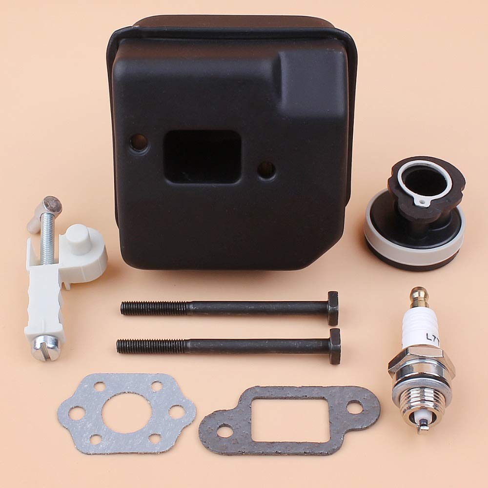 Kit collettore di aspirazione del tendicatena del silenziatore di Scarico Compatibile con STIHL MS180 MS 180 MS170 018017 Ricambi per motoseghe a Benzina 1130140 0600