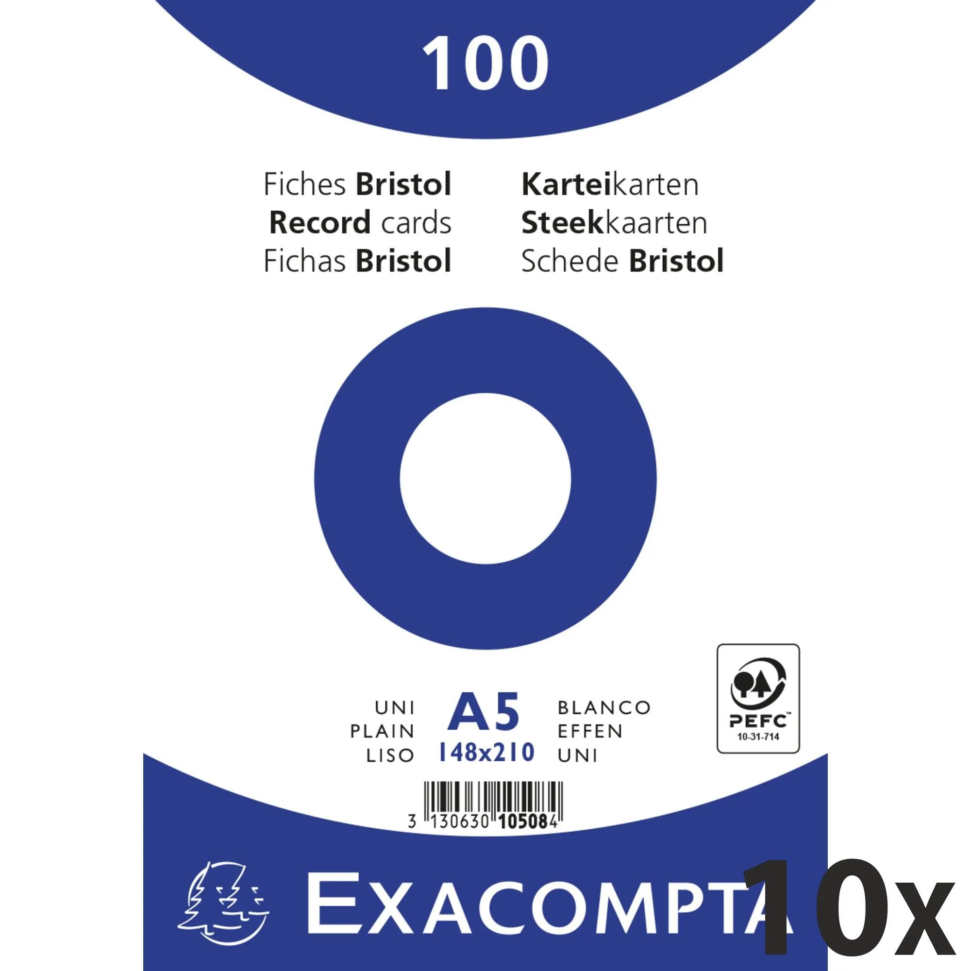 Paquet 100 fiches bristol format sous film - blanc uni non perfore 148x210mm