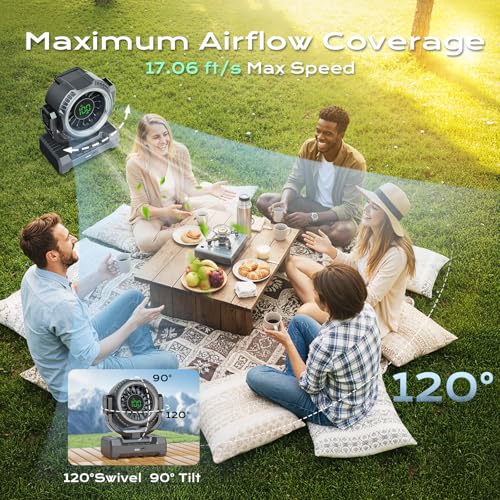 24000mAh Camping Fan, Portable Rechargeable Fan - image 3