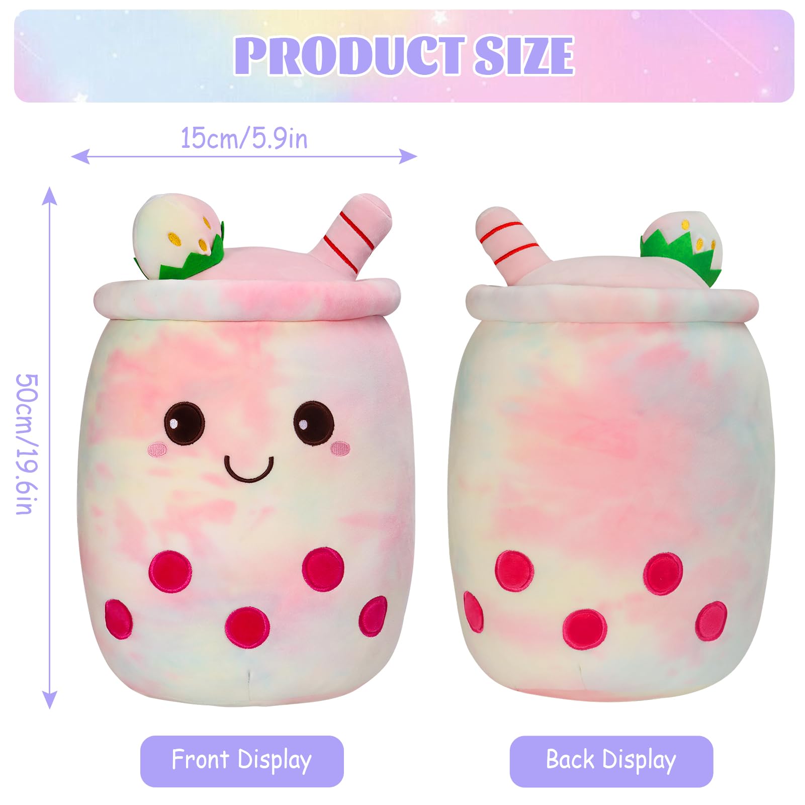 HXPLN Bubble Tea Plush Pillow, 50cm Giant Boba Plush Cute Plushies - Image 2