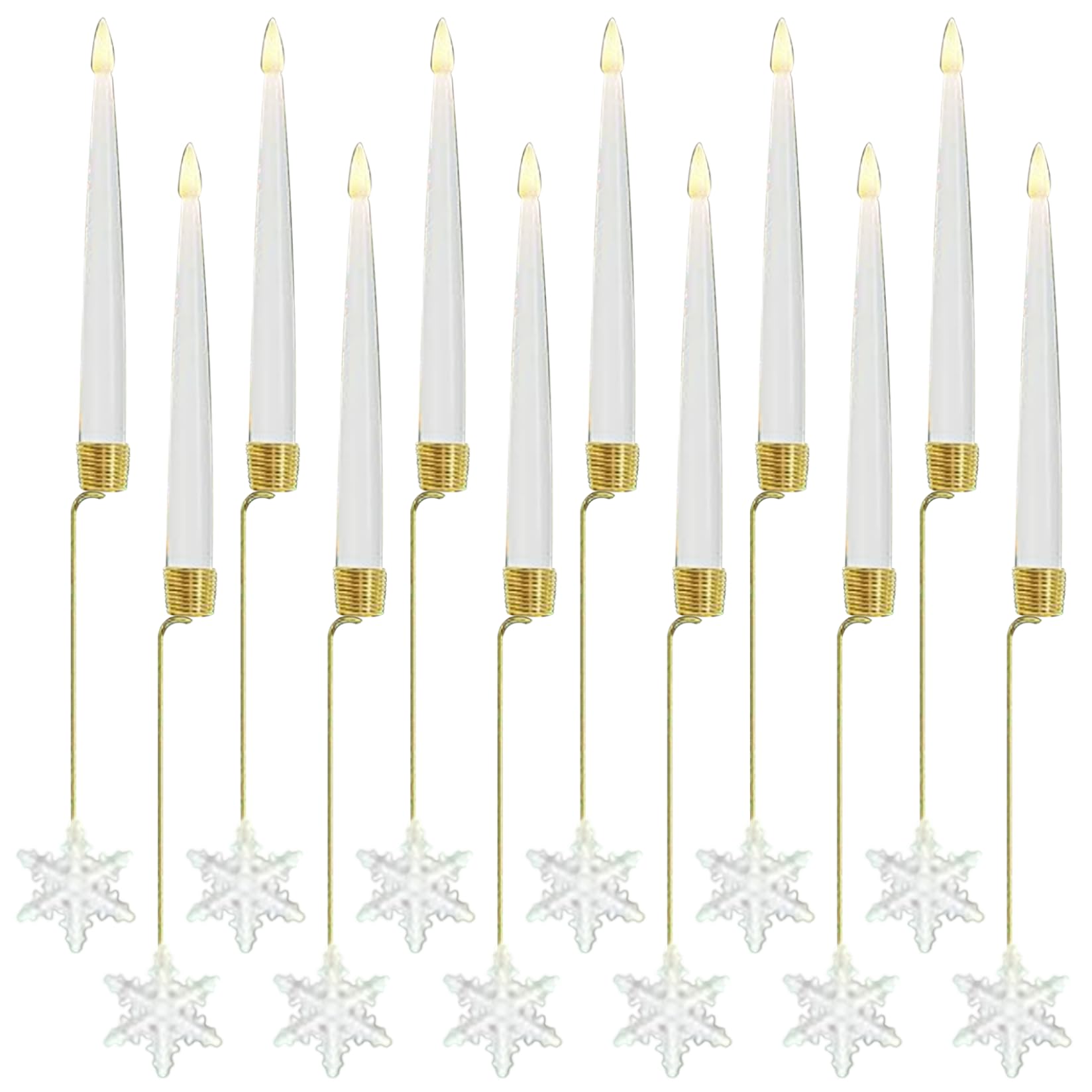 12 Velas LED de Navidad con mando luces sin llama de copo de nieve para hogar