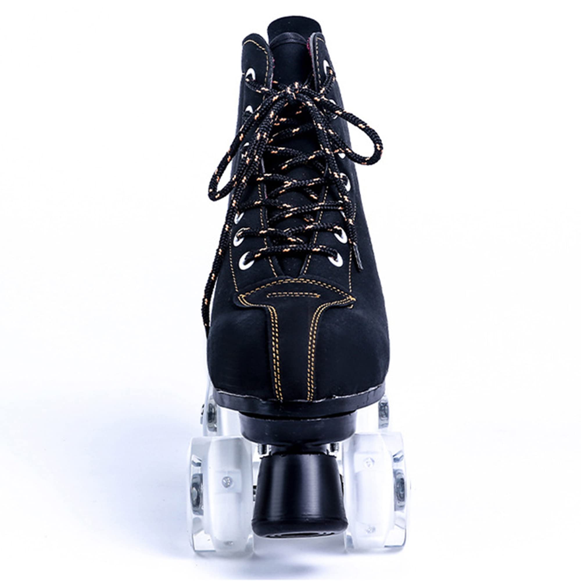 Klzzuk Classic Roller Skates for Adult Kids, Double Row Sports Roller Boots, High-top Leather Quad Skating Shoes for Beginners Women Men Indoor Outdoor (Women6/Men4.5,Red)