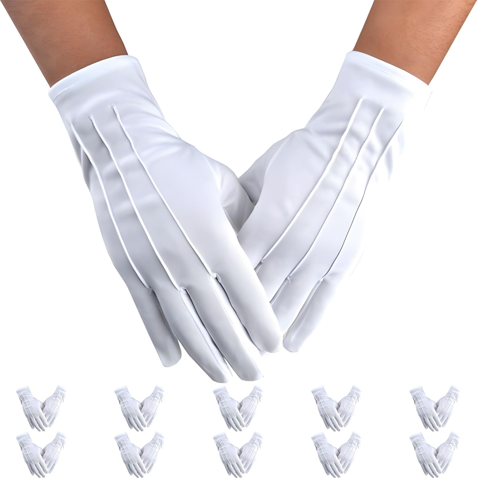APGLSXY (Pack of 5) Thin Cotton Gauntlets Ventilated Permanent Length Approx 10.2 Inch for Driving Work Inspections Cotton Gloves Equestrian Gloves Band Waiter Santa