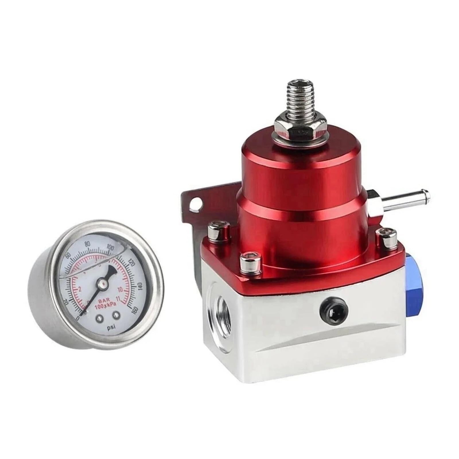 Régulateur de pression de carburant Régulateur de pression de carburant universel réglable ORB6 pour voiture de course, avec manomètre, pour BM&W E39 Série 5 (2000-)(Silver)