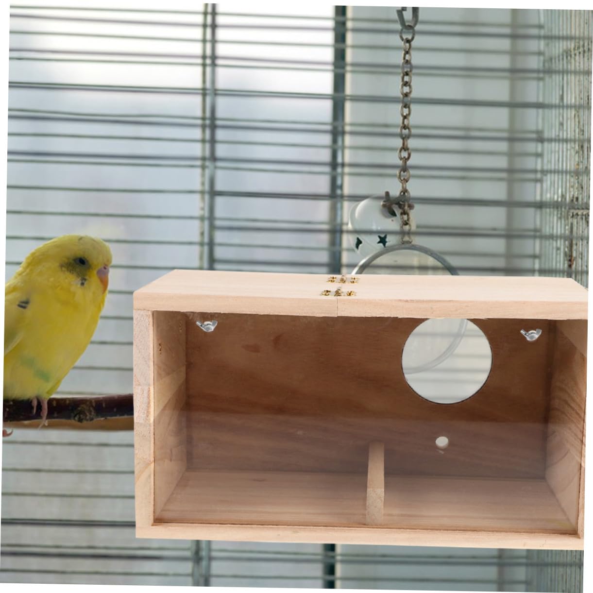 WOONEKY Caja Nido para Pájaros de Madera y Acrílico Transparente Resistente la Intemperie para Cría de Periquitos Ninfas Agapornis y Aves Pequeñas Fácil de Instalar y Limpiar