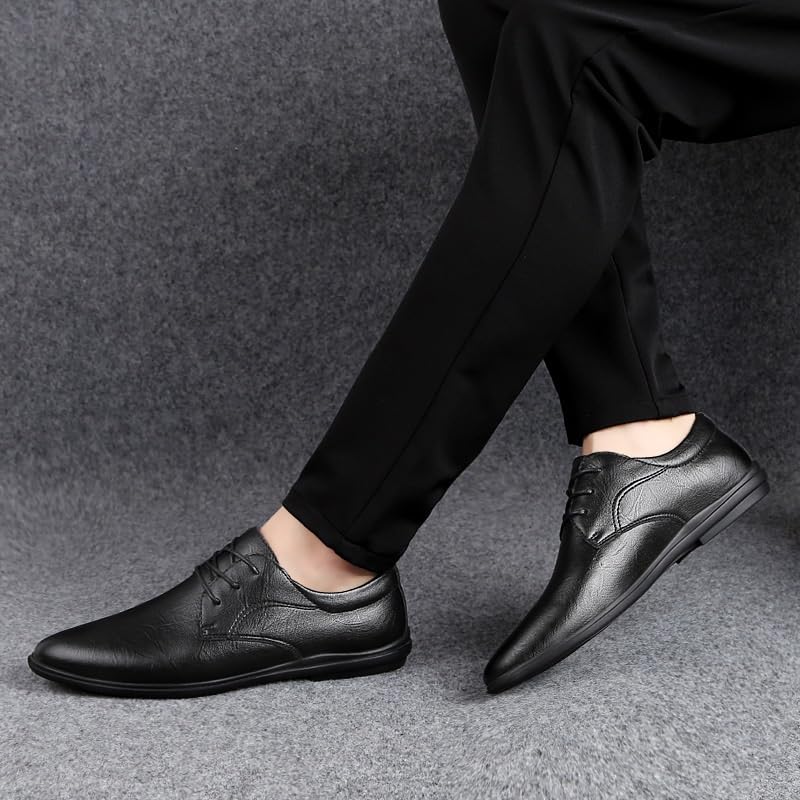 Men's Dress Oxford Shoes PU Leather Lace Up Round Toe Non Slip Block Heel Low Top Party Wedding Prom Anti Slip Formal Shoes2