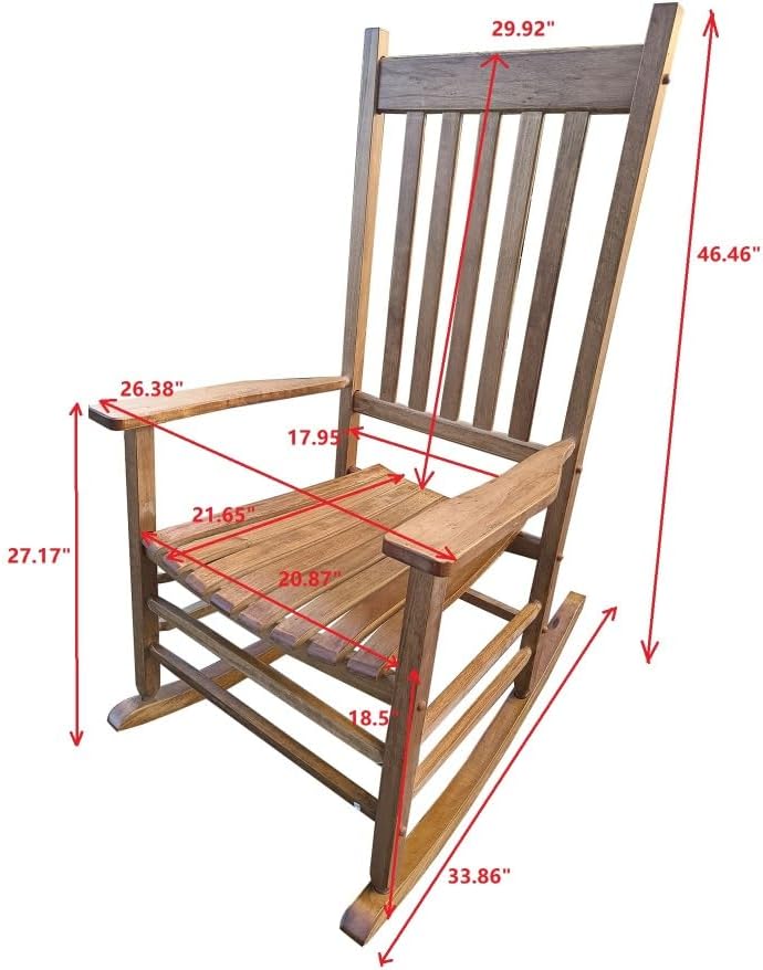 Wooden Porch Rocker Chair, White (Brown + Solid Wood-1)