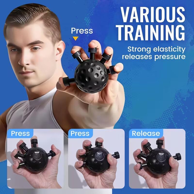 Image of Finger Strength Training Ball | Hand Grip Finger Exercise Ball for Strength, Stress Relief & Rehabilitation | Press Release Finger Trainer for Athletes, Musicians & Therapy | Improve Finger Flexibility & Grip Power