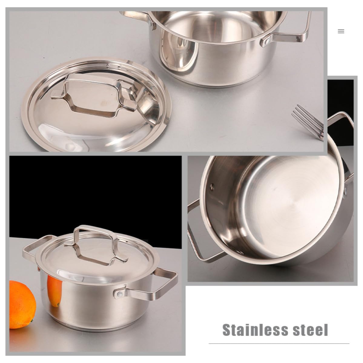 Luxshiny Pentola per Zuppa in Acciaio Inox Argento, 1 Pezzo
