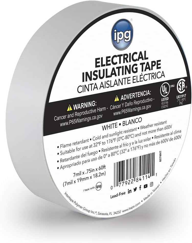 IPGMedium Grade Vinyl Electrical Tape, .75" x 60 ft, White