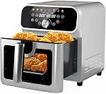 WHALL 6QT Smart Air Fryer Oven, 17-in-1 One-Touch Functions Air fryers with Digital Touchscreen, Rapid Preheat, Nonstick Basket, Dishwasher Safe, Stainless Steel