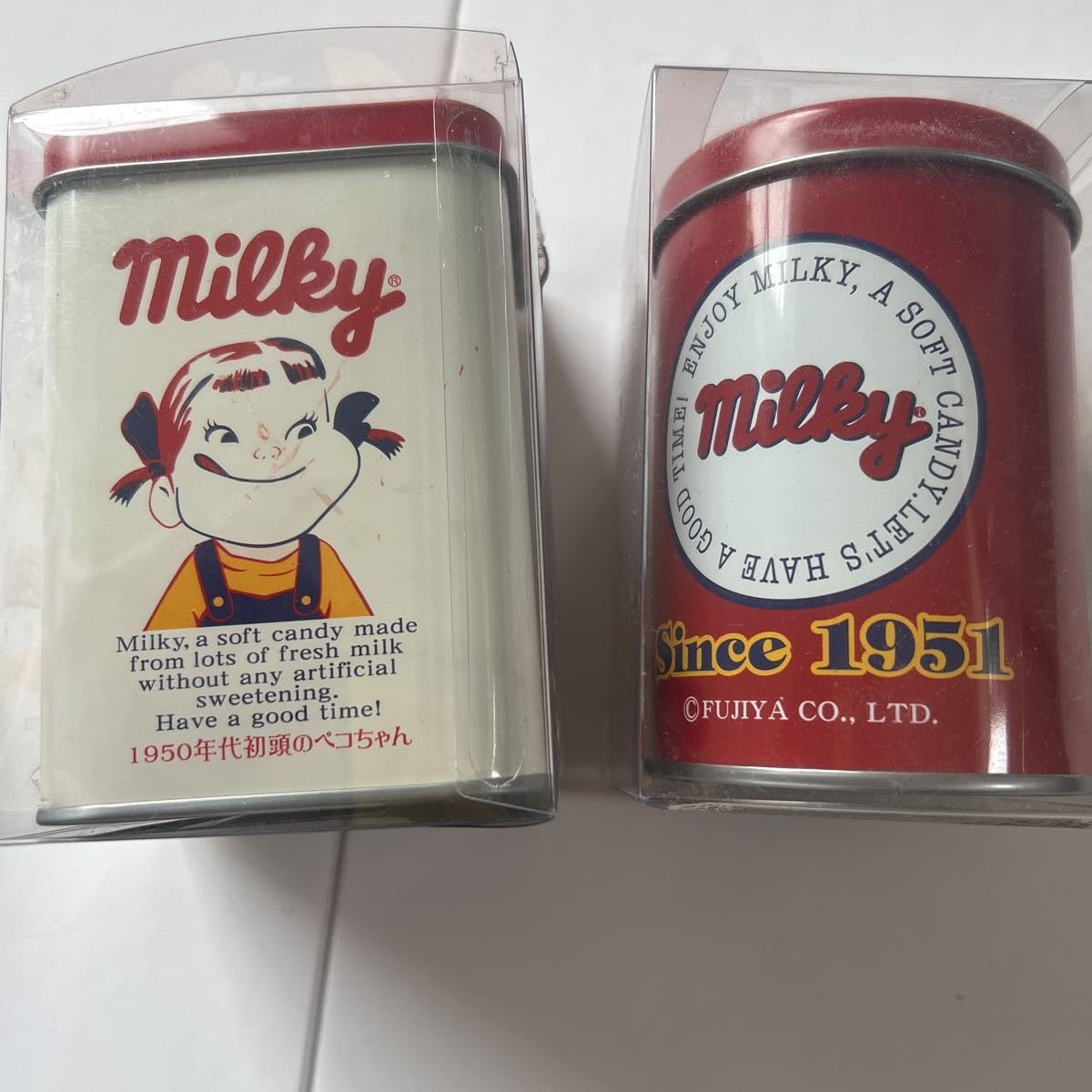 Amazon.co.jp: ミルキー60周年記念缶 不二家ミルキー ペコちゃん