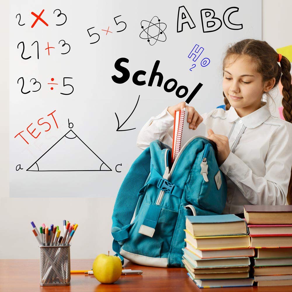 LB0001-6xA3 lavagna bianca adesiva lavabile riscrivibile riposizionabile riutilizzabile facile da applicare per ogni superficie sticker varie misure per casa scuola ufficio cancellino e pennarello