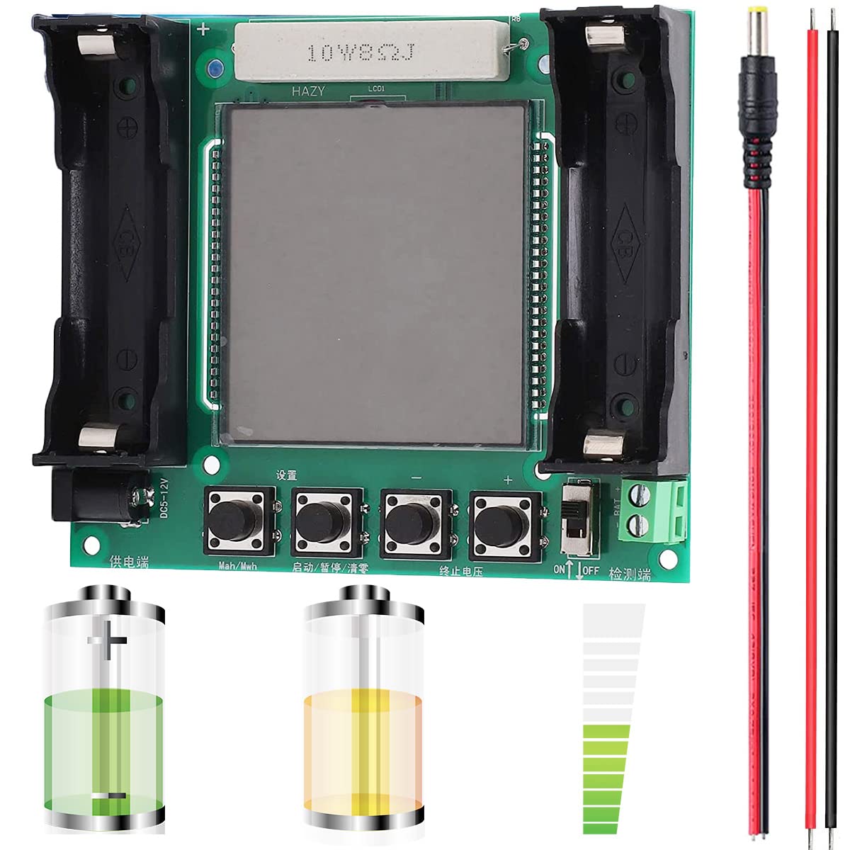 Modulo tester di capacità della batteria al litio 18650 XH M239 Misurazione digitale ad alta precisione MAh MWh Display digitale DC 5-12V con cavo maschio DC cavo rosso e nero