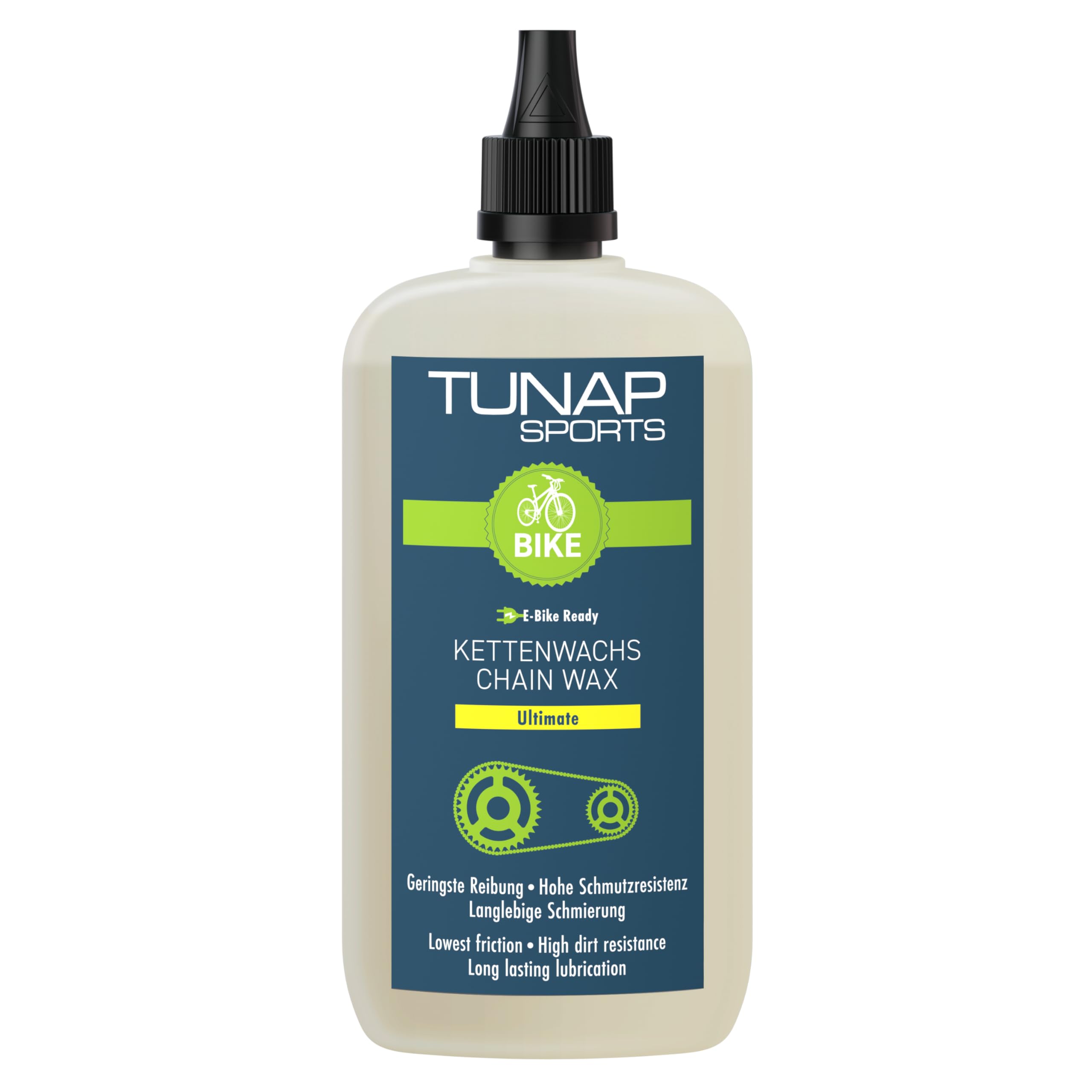 TUNAP SPORTS Flacone contagocce Ultimate – 100 ml | Matrice di cera grassa con particelle di ceramica per catene di biciclette | E-Bike Ready | Made in Germany